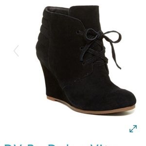 Dolce Vita black suede Page lace up wedge bootie